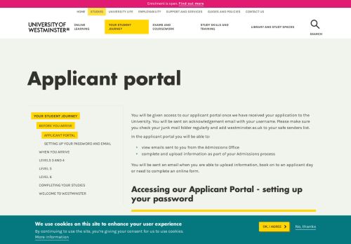 
                            5. Applicant portal | University of Westminster, London