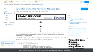 
                            11. Application breaks while View Redirect to Azure login - Stack Overflow
