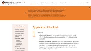 
                            6. Application Checklist | Princeton University Admission