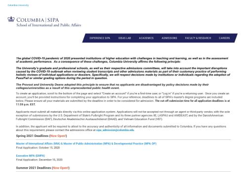 
                            6. Application Deadline - Columbia SIPA - Columbia University