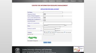 
                            10. application for e-mail account - Cusat