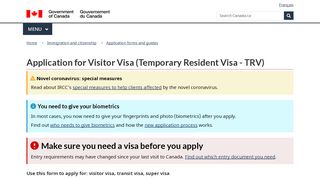 
                            12. Application for Visitor Visa (Temporary Resident Visa - TRV)