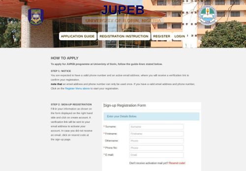 
                            3. Application Guide - Unilorin JUPEB