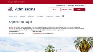 
                            7. Application Login - How to Apply - University of Arizona