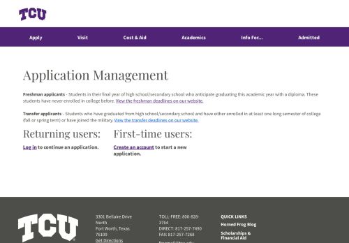 
                            3. Application Management - TCU Admissions - Texas Christian University