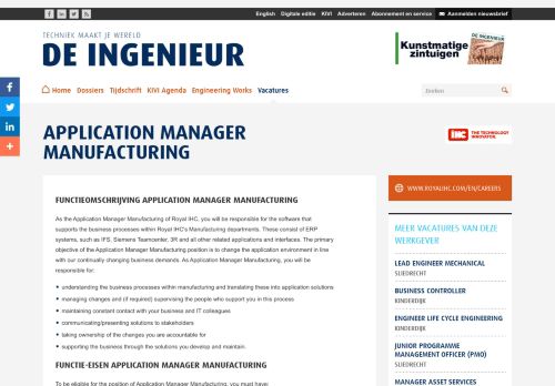 
                            12. Application Manager Manufacturing | De Ingenieur