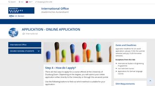 
                            1. application - online application - an der Universität Duisburg-Essen