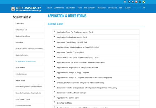 
                            6. Application & Other Forms | NEDUET Website - NED ...