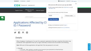 
                            3. Applications Affected by Changing Cox Login User ID / Password
