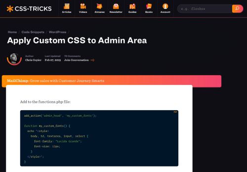 
                            8. Apply Custom CSS to Admin Area | CSS-Tricks