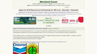 
                            12. Apply For 2018 Nnpc/chevron Scholarship For 200 Level - Education ...