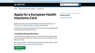 
                            10. Apply for a European Health Insurance Card - GOV.UK