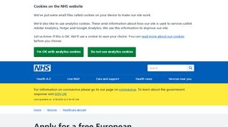 
                            9. Apply for a free EHIC (European Health Insurance Card) - NHS
