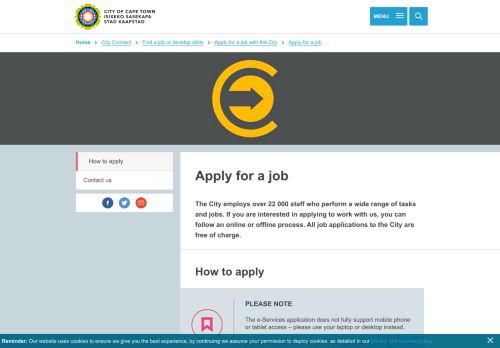 
                            3. Apply for a job - City of Cape Town