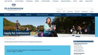 
                            2. Apply for Admission - Old Dominion University