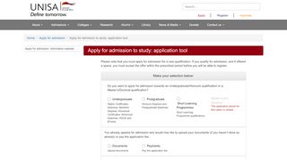 
                            1. Apply for admission to study: application tool - Unisa