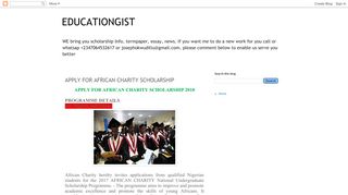 
                            9. APPLY FOR AFRICAN CHARITY SCHOLARSHIP - educationgist