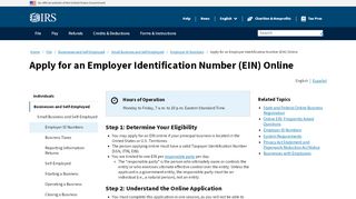 
                            13. Apply for an Employer Identification Number EIN Online ... - IRS.gov