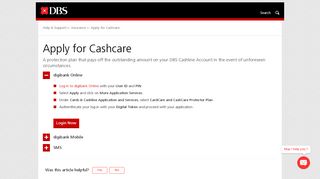 
                            13. Apply for Cashcare | DBS Singapore - DBS Bank