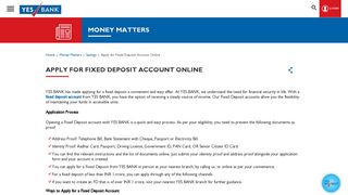 
                            10. Apply for Fixed Deposit Account Online - Yes Bank