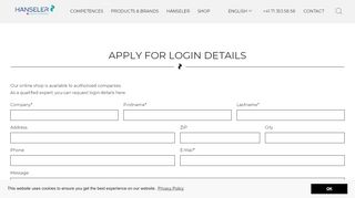 
                            4. Apply for login details: Hänseler AG
