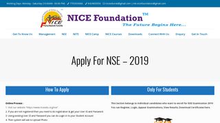 
                            2. Apply For NSE – 2018 – NICE Foundation