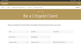
                            9. Apply Now - Citigold Hong Kong - Citibank