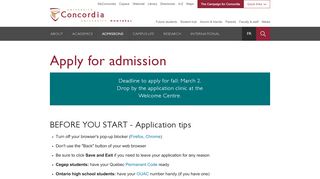 
                            8. Apply now - Concordia University