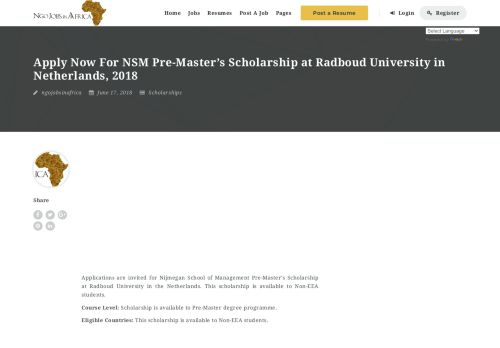 
                            12. Apply Now For NSM Pre-Master's Scholarship at Radboud University ...
