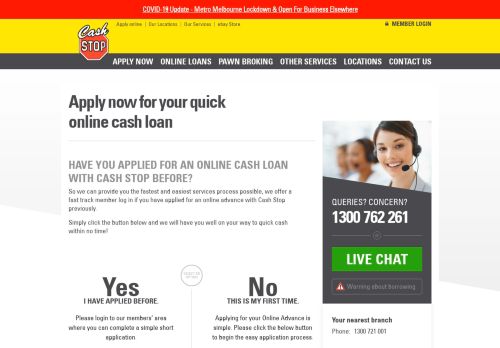 
                            2. Apply now for your quick online cash loan - Cash Stop