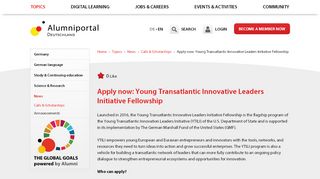 
                            6. Apply now: Young Transatlantic Innovative Leaders Initiative Fellowship