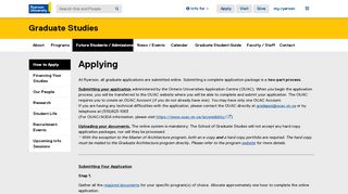 
                            7. Apply Online - Graduate - Ryerson University