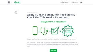 
                            5. Apply PDVL in 3 Steps, join Road Stars & Check Out This ... - Grab