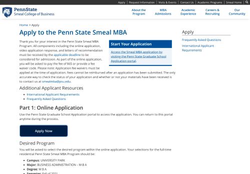 
                            13. Apply - Penn State Smeal MBA Program