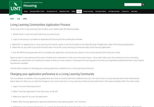 
                            3. Apply - UNT Housing