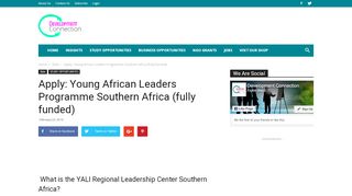 
                            10. Apply: Young African Leaders Programme Southern Africa (fully funded)