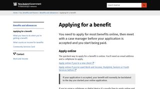 
                            4. Applying for a benefit | NZ Government - Govt.nz