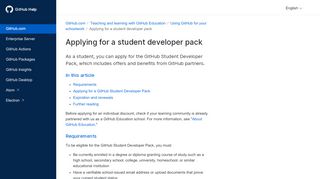 
                            1. Applying for a student developer pack - GitHub Help