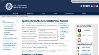 
                            12. Applying for an ACE Secure Data Portal Account | U.S. Customs and ...