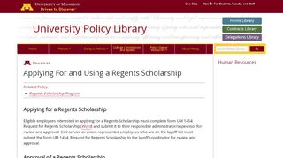 
                            13. Applying For and Using a Regents Scholarship | UMN Policy ...