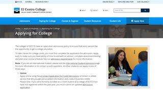 
                            7. Applying for College : El Centro College
