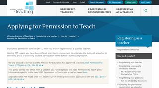 
                            8. Applying for Permission to Teach - Victorian Institute of Teaching
