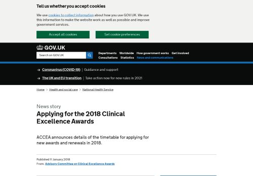 
                            11. Applying for the 2018 Clinical Excellence Awards - GOV.UK