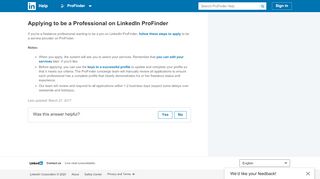 
                            3. Applying to be a Professional on LinkedIn ProFinder | ProFinder Help