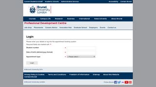
                            6. Appointment Booking - Login - Brunel University London