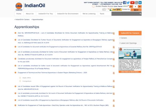 
                            4. Apprenticeships : IndianOil - Iocl.com