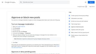 
                            4. Approve or block new posts - Google Groups Help - Google Support