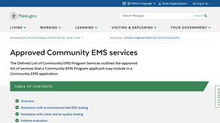 
                            7. Approved Community EMS services | Mass.gov