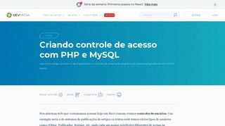 
                            8. Aprenda a criar controle de acesso com PHP e MySQL - DevMedia