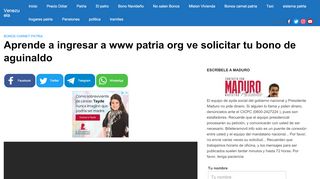 
                            8. Aprende a ingresar a www patria org ve solicitar tu bono de aguinaldo